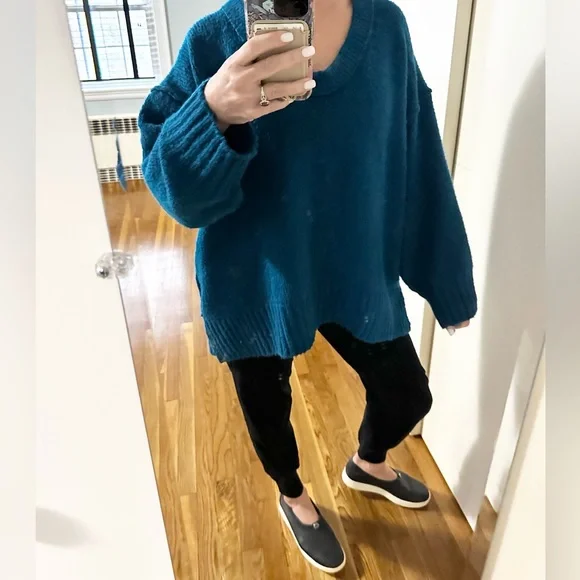 Free People Brookside Sweater Tunic in Blue